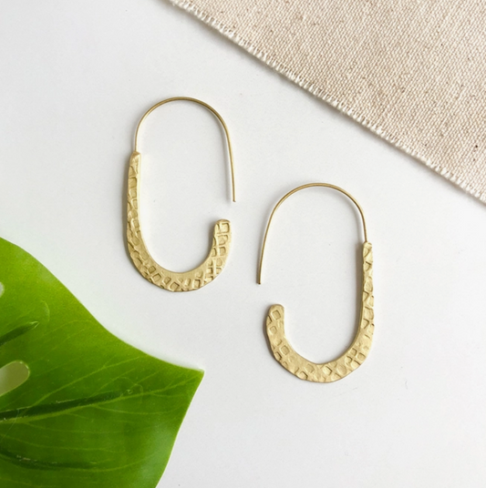Textured Drop Earrings – Gold