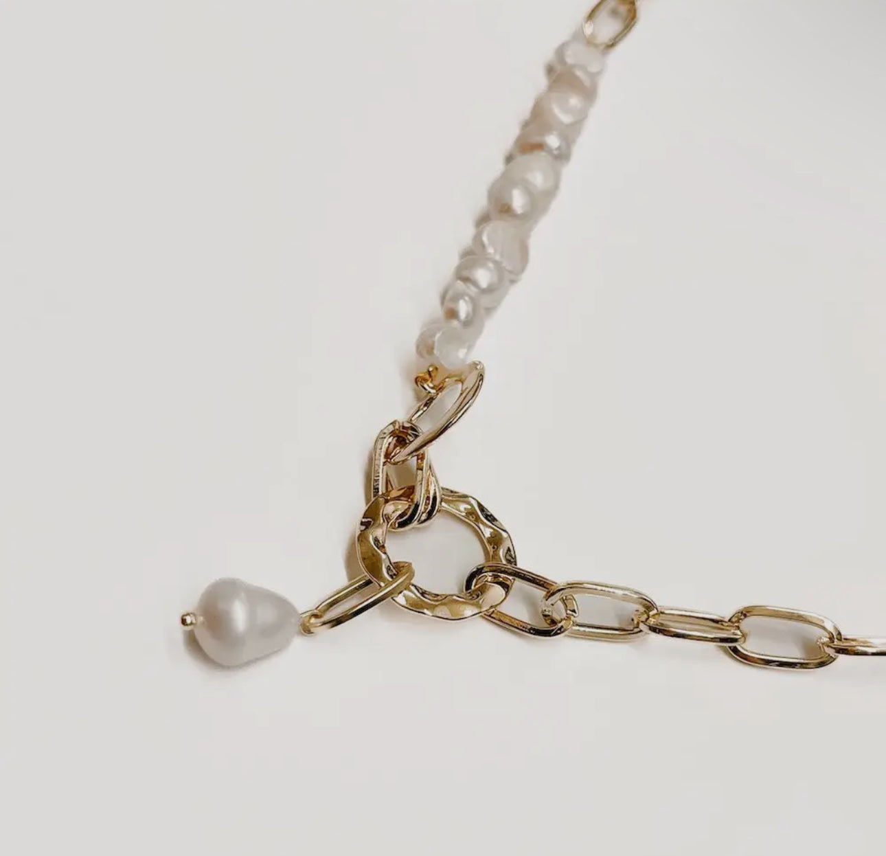 Sara Pearl Link Chain Necklace - WATERPROOF