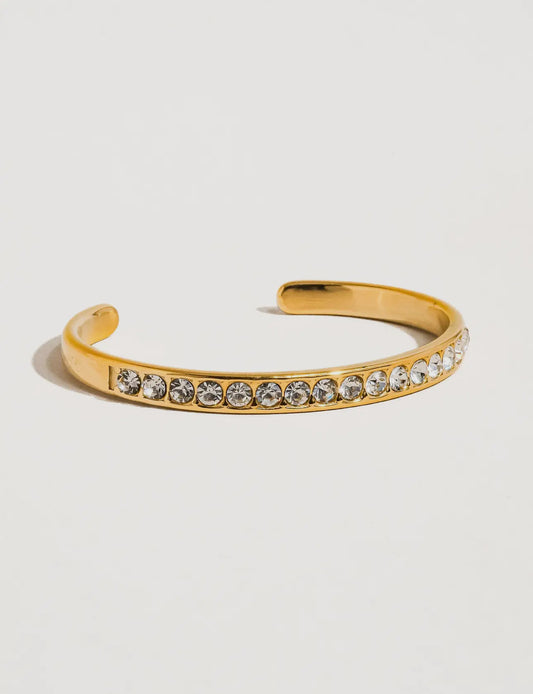 Ari Rhinestone Bangle Bracelet - Non-Tarnish