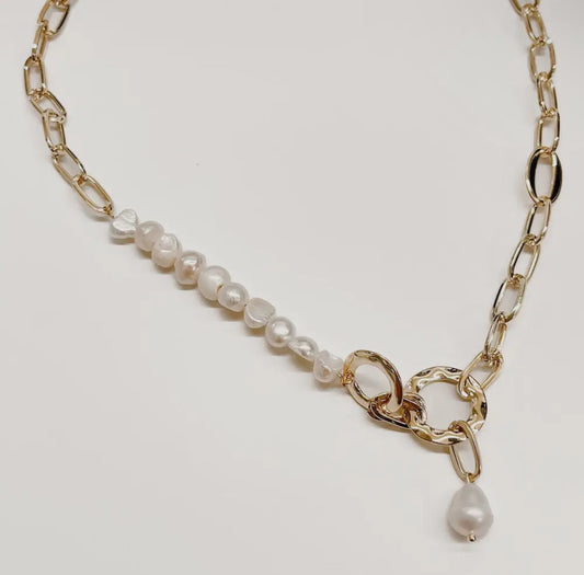 Sara Pearl Link Chain Necklace - WATERPROOF