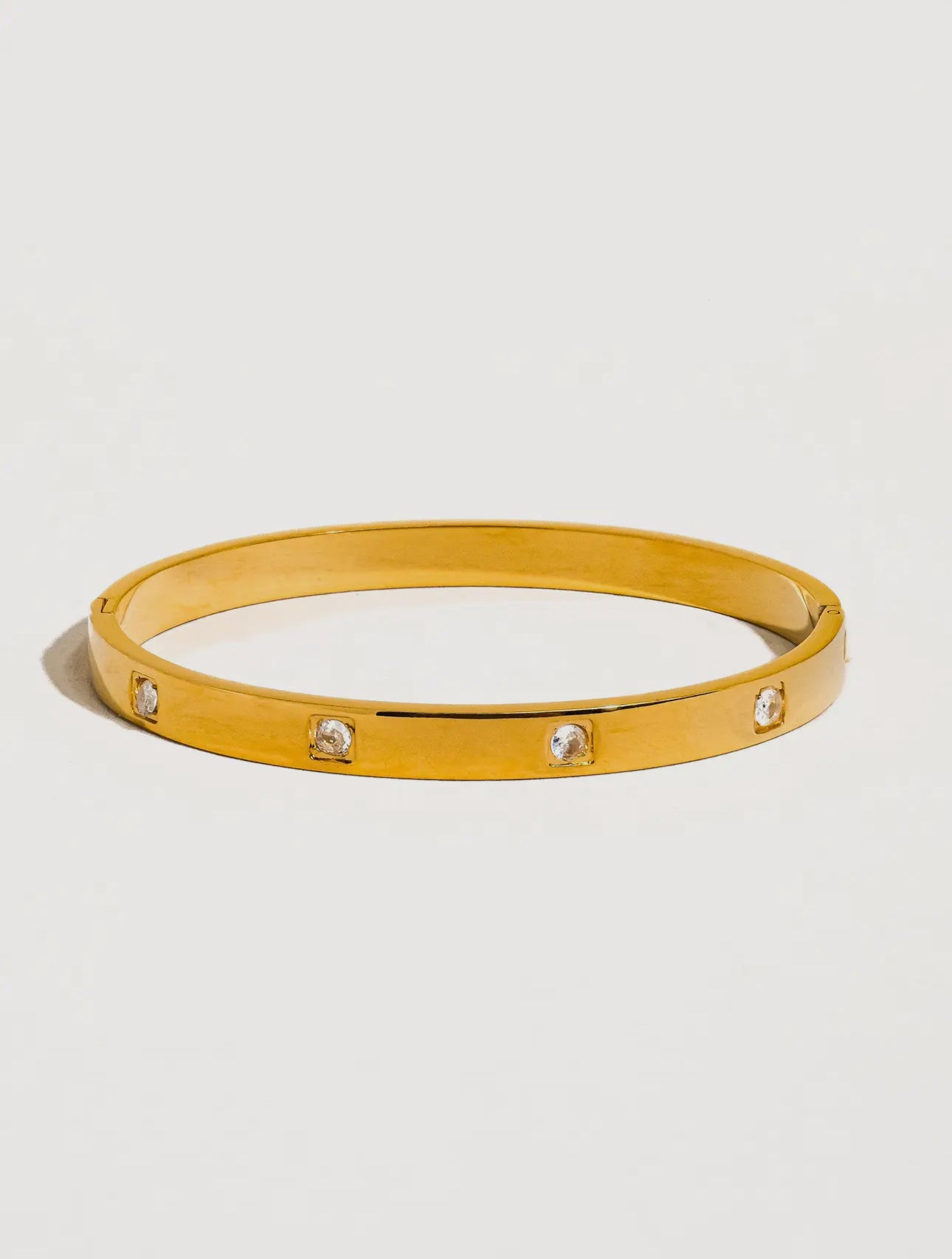 Ira Rhinestone Clasp Bangle Bracelet- Non-Tarnish