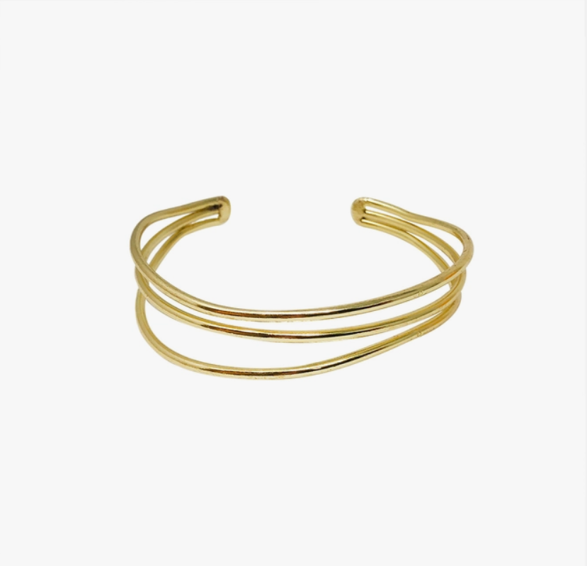 Layered Waves Cuff - Gold