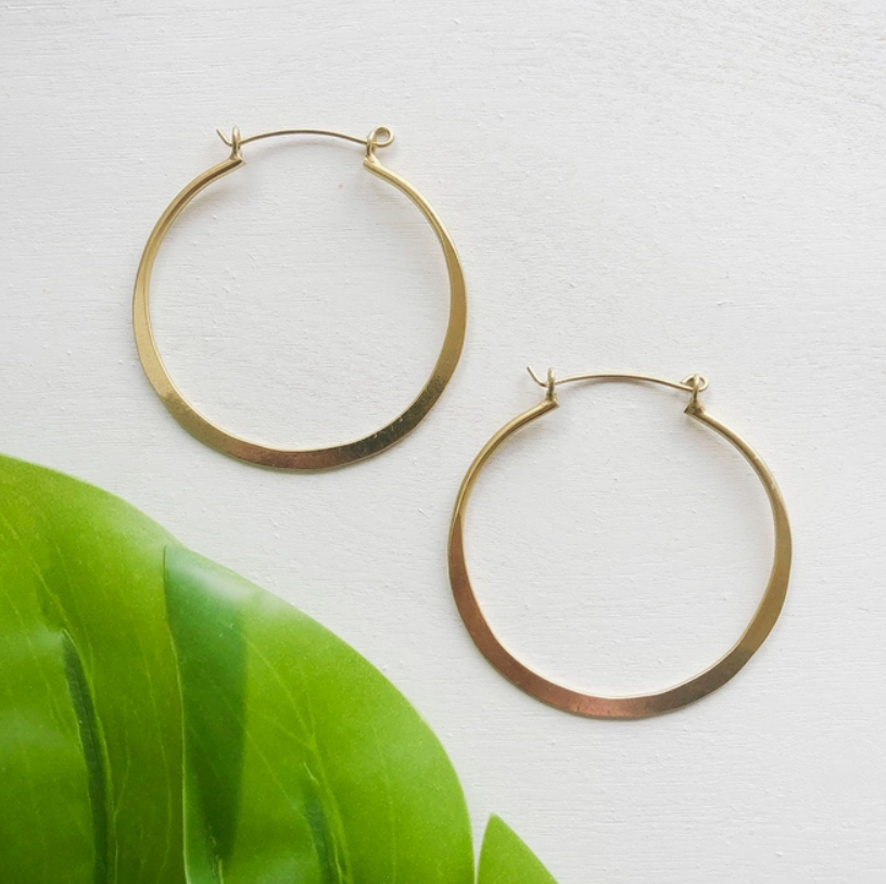 Organic Hoop Earrings – Gold