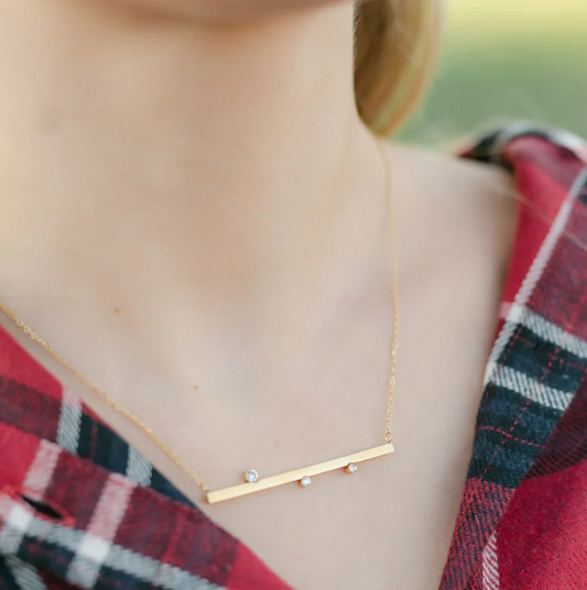 Three Dots Bar Necklace - Water Resistant